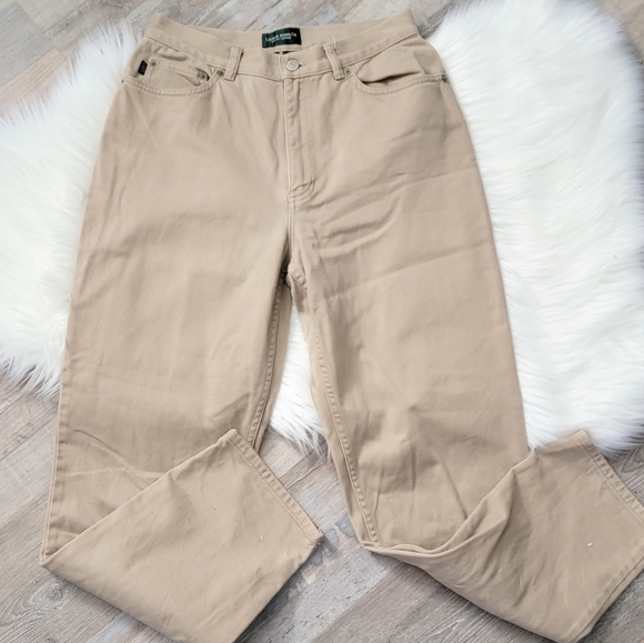 Vintage Lauren Jeans Co Tan Khaki High Rise Straight-leg Jeans Women's Size 8 - Picture 7 of 16
